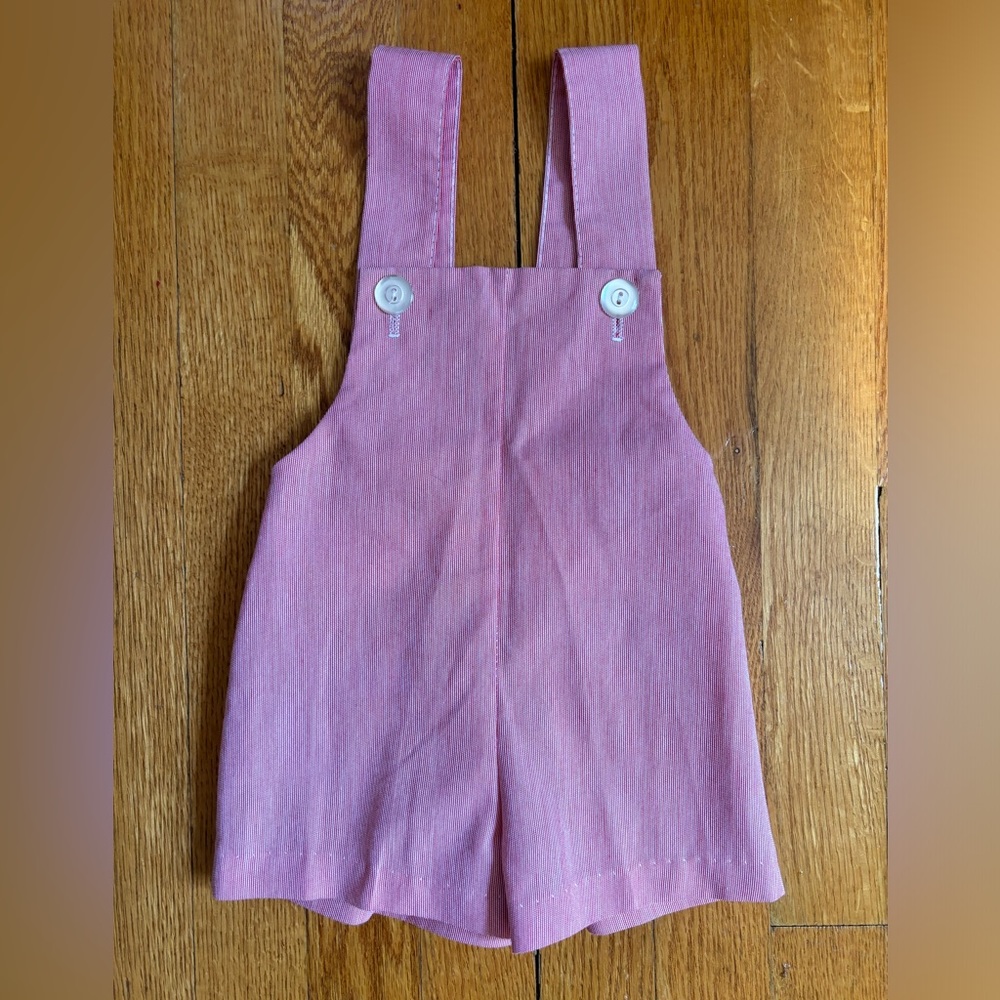 Vintage Red & White Striped Polyester/Cotton Overalls